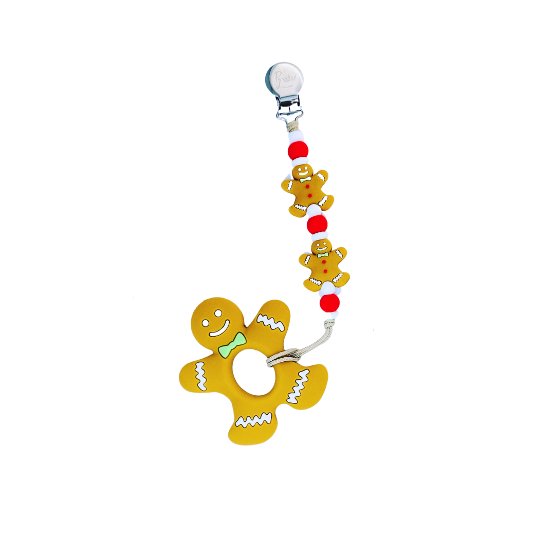 Gingerbread Man Pacifier Clip